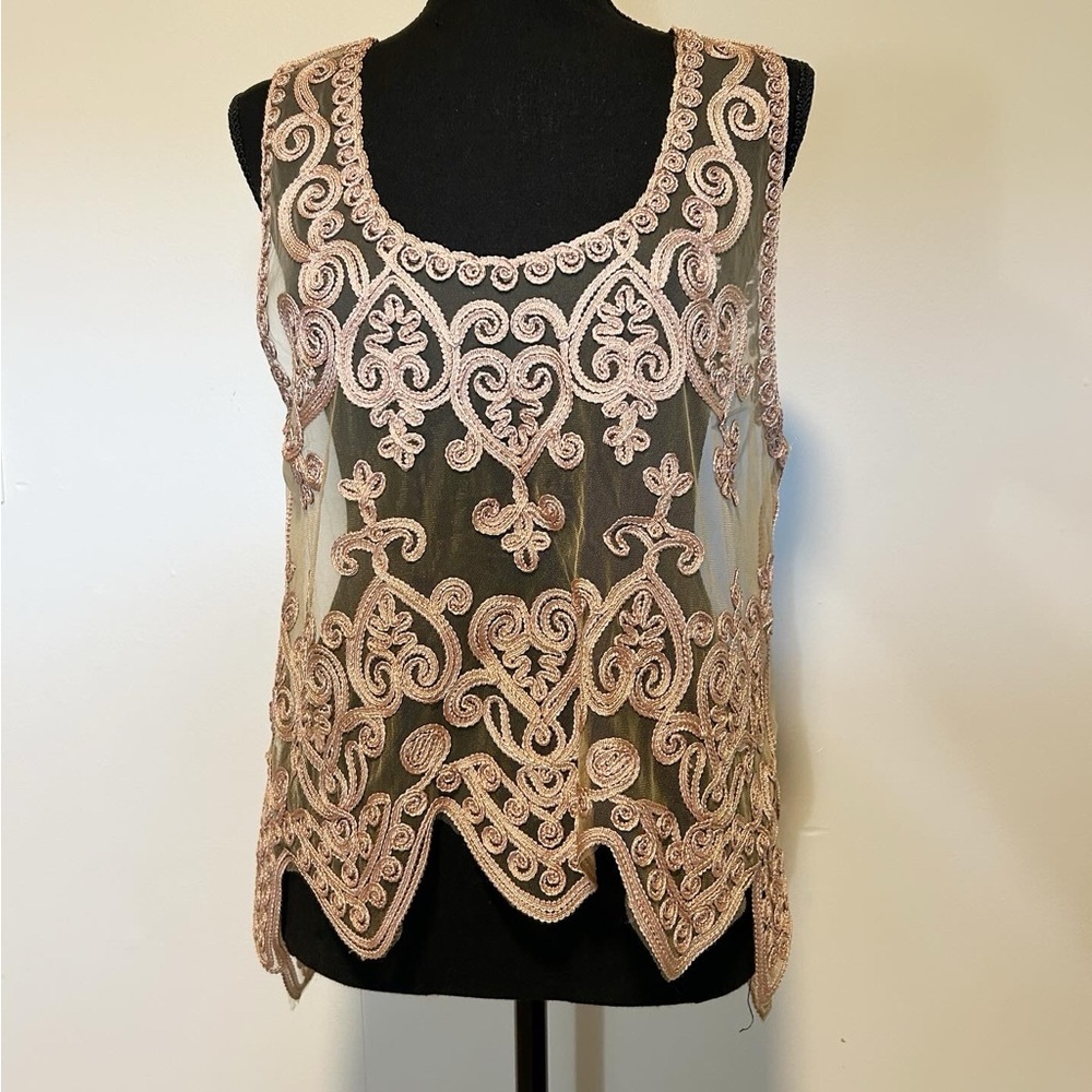 Sheer Heart-lace Sleeveless Coverup, size small-medium